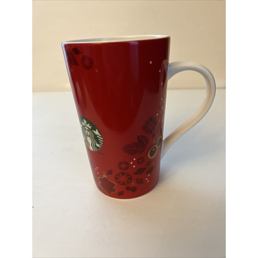 Starbucks Logo Red Tall Ceramic Coffee/Tea Cup Mug 16 oz 2013 Holiday Christmas